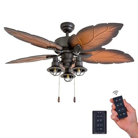 Prominence Home Ocean Crest, 52 in. Indoor/Outdoor Ceiling Fan with Light & Remote Control, Bronze 51941-40